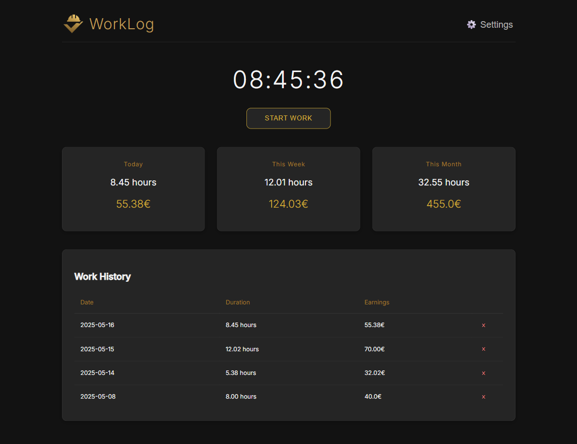 workLog App Screenshot